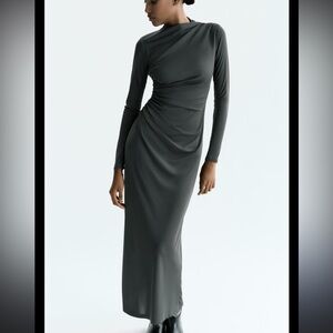 Brand new- Zara maxi draped dress (gray)